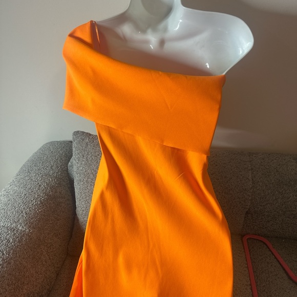 Zara Strapless Dress in Vibrant Orange - Picture 3 of 6